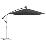 Cantilever Garden Parasol with LED Lights and Steel Pole 300 cm Anthracite 44521