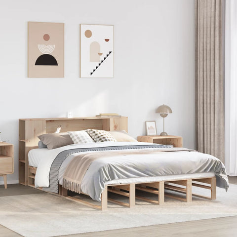Bookcase Bed without Mattress 140x190 cm Solid Wood 3323896