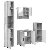 Bathroom Furniture Set Wall-mounted with Door 4 pcs Grey Sonoma 3392969
