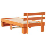 Bed Frame with Headboard Wax Brown 80 x 200 cm Solid Pine Wood 872505