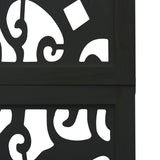 Room Divider 3 Panels Black Solid Wood Paulownia 358750