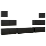 ZNTS 7 Piece TV Cabinet Set Black Engineered Wood 3078818