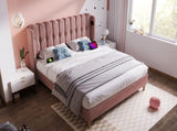 Upholstered Double with USB and Type-C Charging, Frame with Wooden Slatted Frame, Teenager N601P288478R