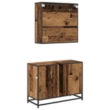 Bathroom Furniture Set with Door 2 pcs Old Wood Engineered Wood 3402429