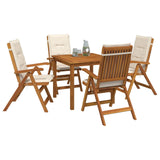 5-Piece Garden Dining Set Natural Solid Acacia Wood 3434596