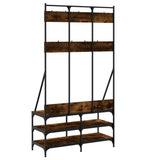 Clothes Rack with Shoe Storage Smoked Oak 100x40x184 cm 837839