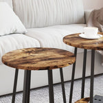 ZNTS Side Table 2 pcs Smoked Oak Engineered Wood and Metal 869704