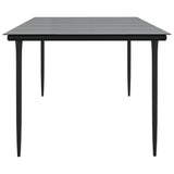 Garden Dining Table Black 200x100x74cm Steel and Tempered Glass 319280