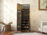 360&deg Swivel Jewellery Cabinet, Free Standing Full Length Mirror with Storage, Lockable Jewellery T3398P328269