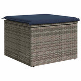 Garden Stool with Cushion Grey 55 x 55 x 37 cm Poly Rattan 366153
