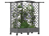 Raised Bed with Trellis and Roof Light Grey 124 x 40 x 129 cm 3423020