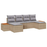 Garden Sofa Set 6 pcs Beige and Light Grey Poly Rattan 3356810