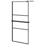 ZNTS Walk-in Shower Wall with Shelf Black 90x195 cm ESG Glass&Aluminium 3185463