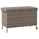 Garden Storage Box with Wheels Grey 110x55x73 cm Poly Rattan 4103828