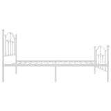 Metal Bed Frame without Mattress with Footboard White 75x190cm 353496