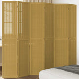 Room Divider 6 Panels Brown Solid Wood Paulownia 358827