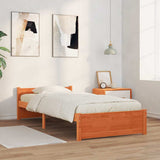 Bed Frame Wax Brown 195.5 x 95.5 x 51 cm Solid Pine Wood 870127