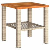 3 Piece Bistro Set with Cushions Beige Poly Rattan Acacia Wood 366261