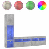 4 Piece TV Wall Units with LED Concrete Grey Engineered Wood 3216714