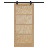 Sliding Door Manual Natural and black 93 x 202 cm 3333514