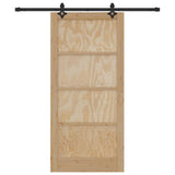 Sliding Door Natural and Black 93 x 202 cm Solid Pine Wood 3333514