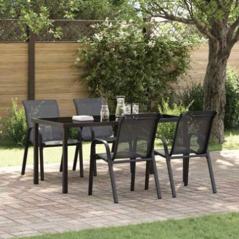 Stackable Garden Chairs 4 pcs Black Textilene Fabric 318780
