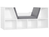 Bookcase Storage Shelf with Cushioned Reading Seat, Cube Bookshelf Organizer for Bedroom Living T3398P330546