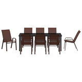 Garden Dining Set 9 pcs Brown and Black Powder-coated Steel 3379134