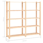 ZNTS 5-Tier Storage Racks 3 pcs 170x38x170 cm Solid Pinewood 500 kg 3051110