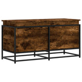 Storage Box with Lid Smoked Oak 100x40x51.5 cm Engineered Wood 848806