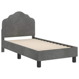 Toddler Bed Frame with Headboard Dark Grey 70 x 140 cm Velvet 42010930