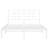 ZNTS Metal Bed Frame without Mattress with Headboard White 140x200cm 355611