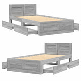 Bed Frame with Headboard without Mattress Grey Sonoma 90x190 cm Single 3295616