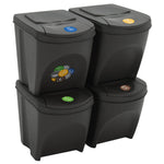 Stackable Garbage Bin Boxes 4 pcs Grey 100 L Polypropylene 152200