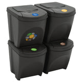 Stackable Garbage Bin Boxes 4 pcs Grey 100 L Polypropylene 152200