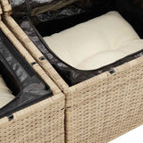 7 Piece Garden Sofa Set with Cushions Beige Poly Rattan Acacia 3327558