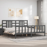 Bed Frame without Mattress Grey 200x200 cm Solid Wood Pine 3191993