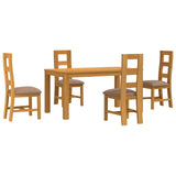 Dining Set 5 pcs Grey Solid Oak Wood 3430359