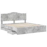 Bed Frame with Drawer Concrete Grey 200 x 200 cm Engineer Wood 3413383
