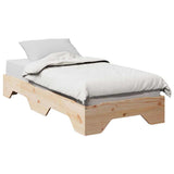 Bed Frame No Mattress Stackable 75x190 cm Small Single Solid Wood 859211