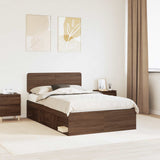 Bed Frame with Headboard Brown Oak 120 x 190 cm Solid Pine Wood 3412111
