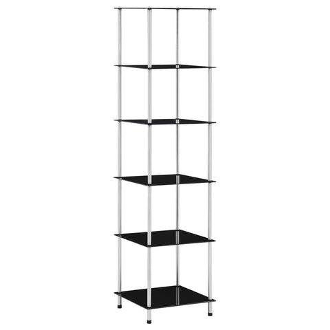 6-Tier Shelf Black 40x40x160 cm Tempered Glass 249512