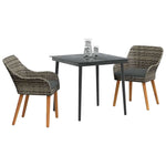 Garden Dining Set with Cushion 3 pcs Grey Poly Rattan 3261677