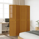Room Divider 4 Panels Brown Solid Wood Paulownia 358819