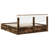 Bed Frame with Drawer Smoked Oak 180 x 200 cm Engineer Wood 3410683