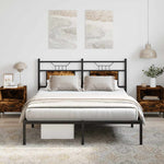Bed Frame without Mattress Smoked Oak 137x190 cm Engineered Wood 4106742