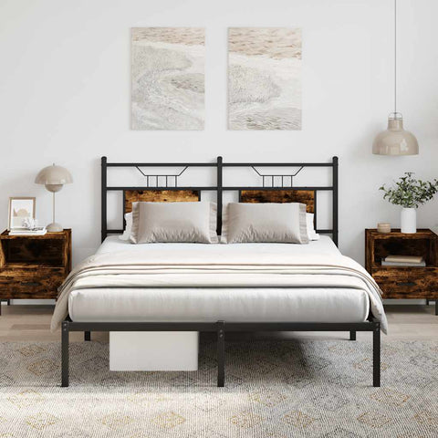 Bed Frame without Mattress Smoked Oak 137x190 cm Engineered Wood 4106742
