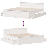 Bed Frame without Mattress with Headboard White 180x200 cm Super King Solid Wood Pine 3308757