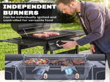 Gas Burner Barbecue Grill, 2 Burner Gas Grill with Side Tables, Warming Rack, Shelf, Thermometer, T3398P553473