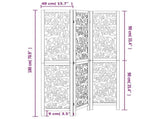 Room Divider 3 Panels White Solid Wood Paulownia 358734